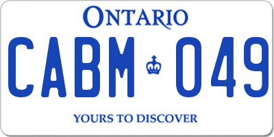 ON license plate CABM049