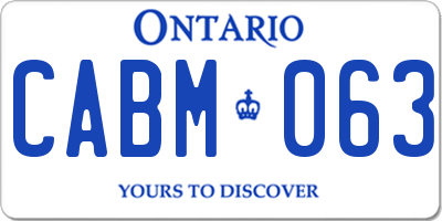 ON license plate CABM063