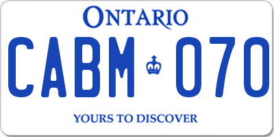 ON license plate CABM070