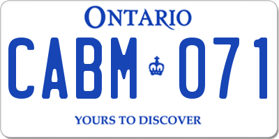 ON license plate CABM071