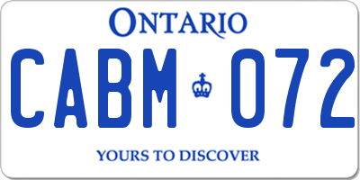 ON license plate CABM072