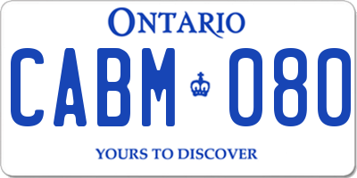 ON license plate CABM080