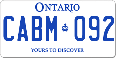 ON license plate CABM092