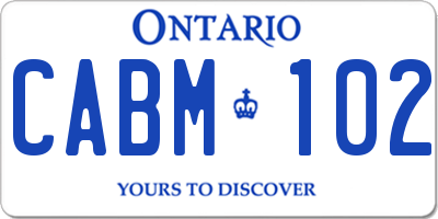 ON license plate CABM102