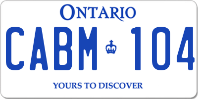 ON license plate CABM104