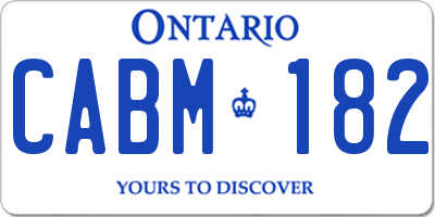 ON license plate CABM182