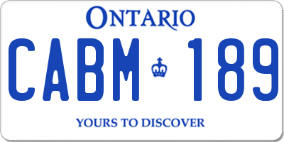 ON license plate CABM189