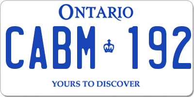 ON license plate CABM192