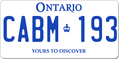 ON license plate CABM193