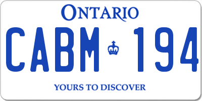 ON license plate CABM194