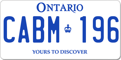 ON license plate CABM196