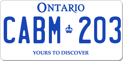 ON license plate CABM203