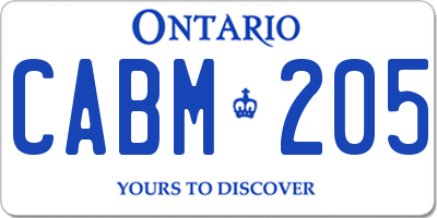 ON license plate CABM205