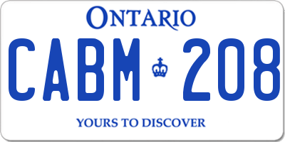 ON license plate CABM208