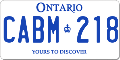 ON license plate CABM218