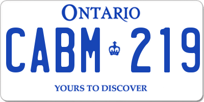 ON license plate CABM219