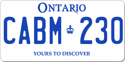 ON license plate CABM230