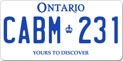 ON license plate CABM231