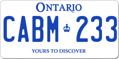 ON license plate CABM233