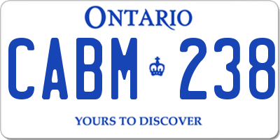 ON license plate CABM238