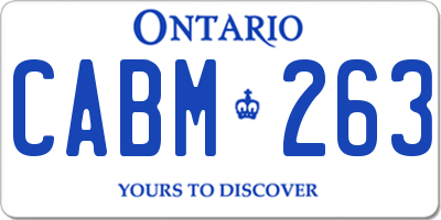 ON license plate CABM263