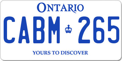 ON license plate CABM265