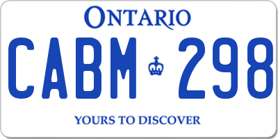 ON license plate CABM298