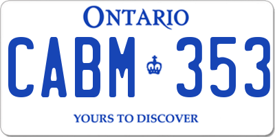 ON license plate CABM353