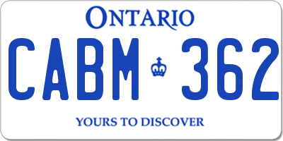 ON license plate CABM362