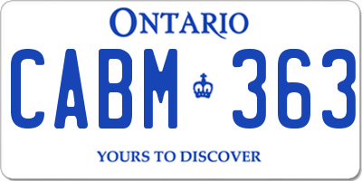 ON license plate CABM363