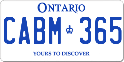 ON license plate CABM365