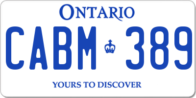 ON license plate CABM389