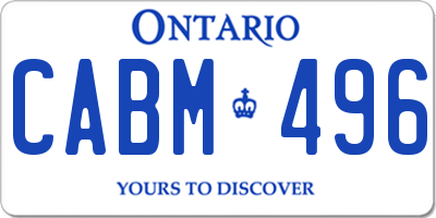 ON license plate CABM496