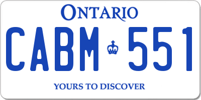 ON license plate CABM551