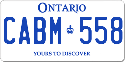 ON license plate CABM558