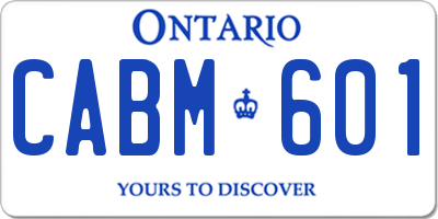 ON license plate CABM601