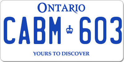 ON license plate CABM603