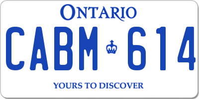 ON license plate CABM614