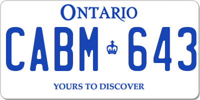 ON license plate CABM643