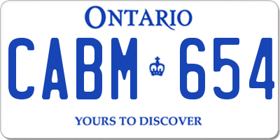 ON license plate CABM654