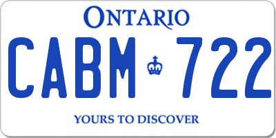 ON license plate CABM722