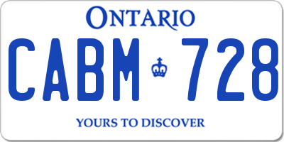 ON license plate CABM728