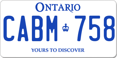 ON license plate CABM758