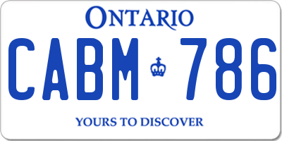 ON license plate CABM786