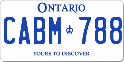 ON license plate CABM788