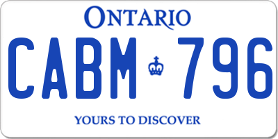 ON license plate CABM796