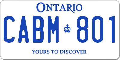 ON license plate CABM801