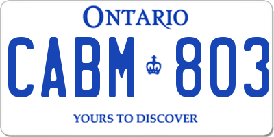 ON license plate CABM803