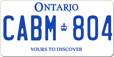 ON license plate CABM804