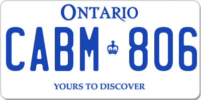 ON license plate CABM806